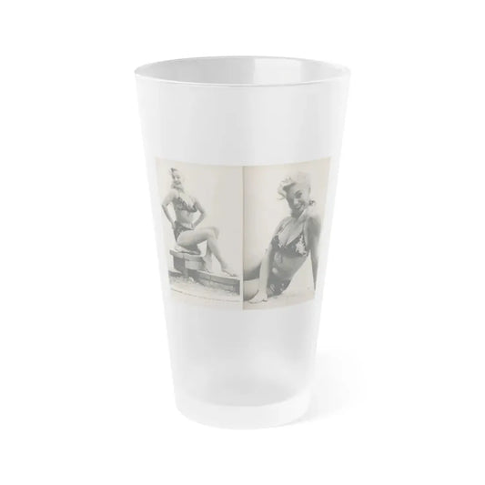 Lee Wilson #10 - Pages 6 & 7 of 7 Featuring, Lee+2 B&W Photos & Caption from PHOTO Digest Mag. November '53 (Vintage Female Icon) Frosted Pint Glass 16oz 16oz Frosted - Go Mug Yourself