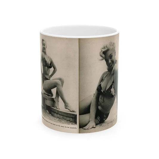 Lee Wilson #10 - Pages 6 & 7 of 7 Featuring, Lee+2 B&W Photos & Caption from PHOTO Digest Mag. November '53 (Vintage Female Icon) White Coffee Mug 11oz - Go Mug Yourself