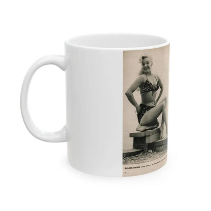 Lee Wilson #10 - Pages 6 & 7 of 7 Featuring, Lee+2 B&W Photos & Caption from PHOTO Digest Mag. November '53 (Vintage Female Icon) White Coffee Mug - Go Mug Yourself