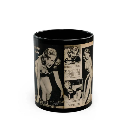 Lee Wilson #11 - Pages 1 & 2 of 5 Featuring, Lee+4 B&W Photos & Captions from TAB Digest Mag. October '54 (Vintage Female Icon) Black Coffee Mug 11oz - Go Mug Yourself