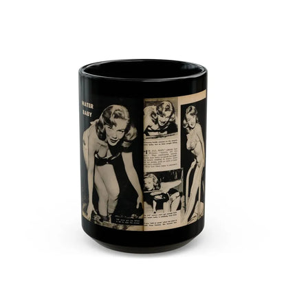 Lee Wilson #11 - Pages 1 & 2 of 5 Featuring, Lee+4 B&W Photos & Captions from TAB Digest Mag. October '54 (Vintage Female Icon) Black Coffee Mug 15oz - Go Mug Yourself