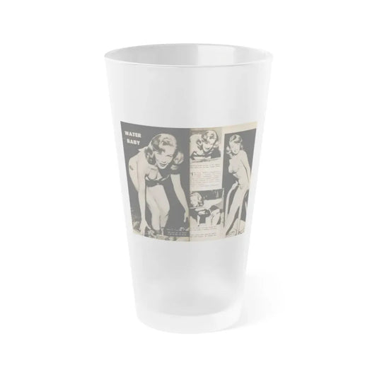 Lee Wilson #11 - Pages 1 & 2 of 5 Featuring, Lee+4 B&W Photos & Captions from TAB Digest Mag. October '54 (Vintage Female Icon) Frosted Pint Glass 16oz 16oz Frosted - Go Mug Yourself