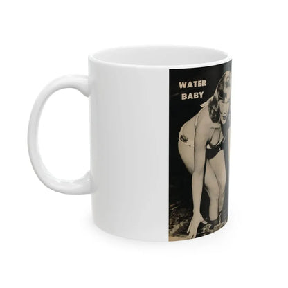 Lee Wilson #11 - Pages 1 & 2 of 5 Featuring, Lee+4 B&W Photos & Captions from TAB Digest Mag. October '54 (Vintage Female Icon) White Coffee Mug - Go Mug Yourself