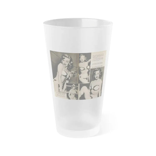 Lee Wilson #12 - Pages 3 & 4 of 5 Featuring, Lee+4 B&W Photos & Captions from TAB Digest Mag. October '54 (Vintage Female Icon) Frosted Pint Glass 16oz 16oz Frosted - Go Mug Yourself