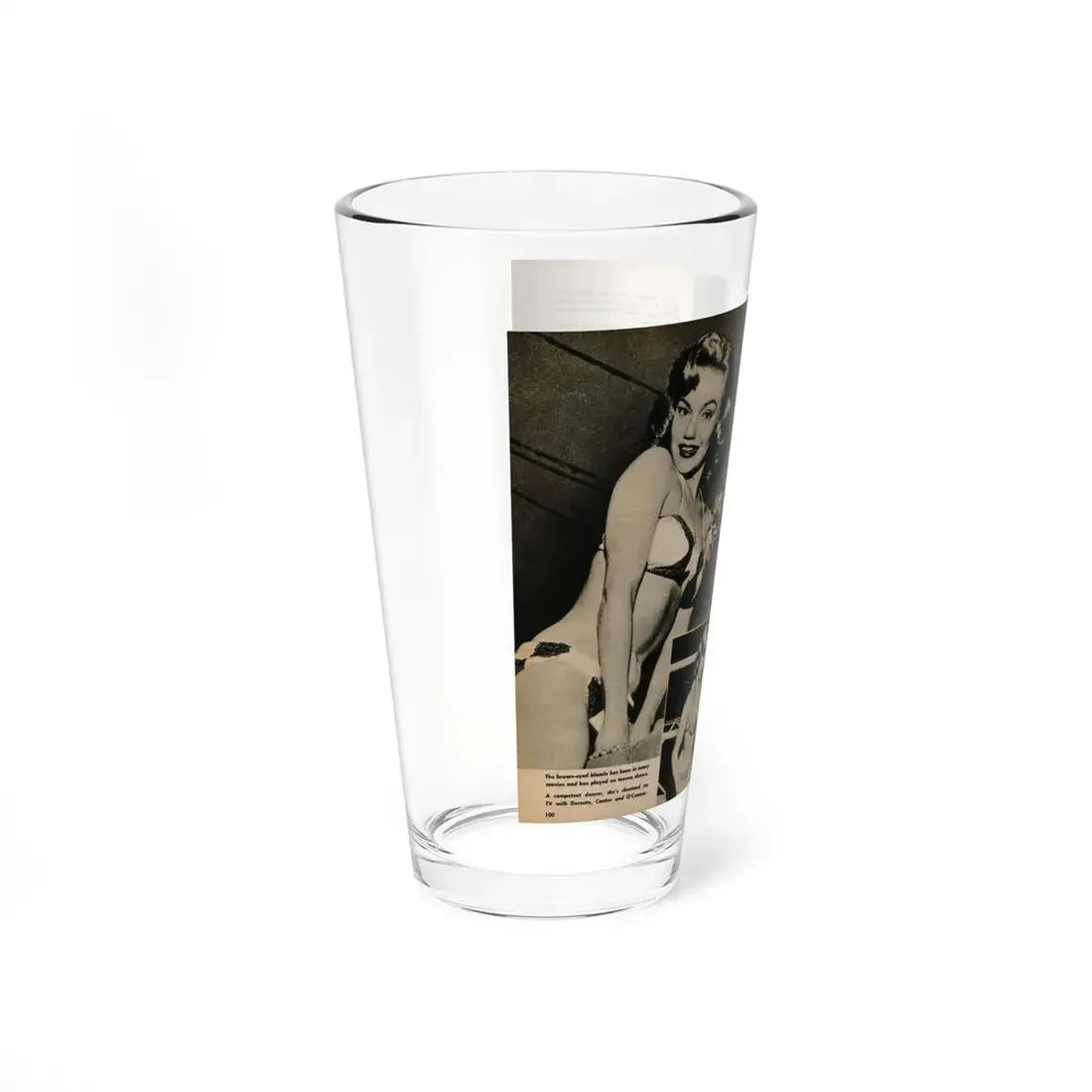 Lee Wilson #12 - Pages 3 & 4 of 5 Featuring, Lee+4 B&W Photos & Captions from TAB Digest Mag. October '54 (Vintage Female Icon) Pint Glass 16oz - Go Mug Yourself