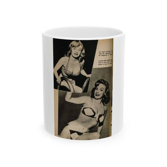 Lee Wilson #13 - Pages 5 of 5 Featuring, Lee+2 B&W Photos from TAB Digest Mag. October '54 (Vintage Female Icon) White Coffee Mug 11oz - Go Mug Yourself