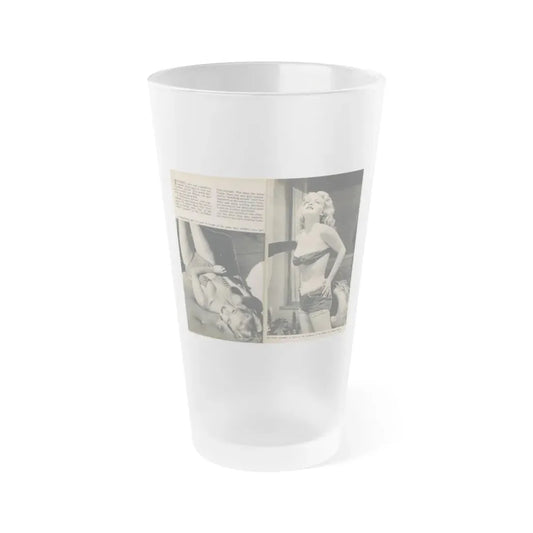Lee Wilson #16 - Pages 2 & 3 of 4 Featuring, Lee+2 B&W Photos & Captions from PICTURE SCOPE Digest Mag. November '55 (Vintage Female Icon) Frosted Pint Glass 16oz 16oz Frosted - Go Mug Yourself