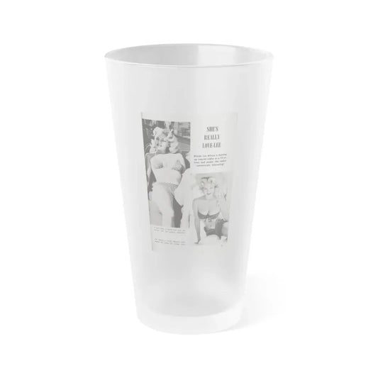 Lee Wilson #17 - Pages 3 of 3 Featuring, Lee 2 B&W Photos & Caption from TAB Digest Mag. February '58 (Vintage Female Icon) Frosted Pint Glass 16oz 16oz Frosted - Go Mug Yourself
