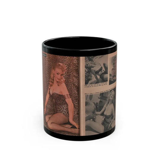 Lee Wilson #18 -  Pages 1 & 2 of 3 Fetauring, Lee+ 1 Color Photo, 1 Color Tinted Photo & 2 B&W Photos from TAB Digest Mag. February '58 (Vintage Female Icon) Black Coffee Mug 11oz - Go Mug Yourself