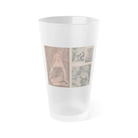 Lee Wilson #18 - Pages 1 & 2 of 3 Fetauring, Lee+ 1 Color Photo, 1 Color Tinted Photo & 2 B&W Photos from TAB Digest Mag. February '58 (Vintage Female Icon) Frosted Pint Glass 16oz 16oz Frosted - Go Mug Yourself