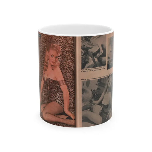 Lee Wilson #18 -  Pages 1 & 2 of 3 Fetauring, Lee+ 1 Color Photo, 1 Color Tinted Photo & 2 B&W Photos from TAB Digest Mag. February '58 (Vintage Female Icon) White Coffee Mug 11oz - Go Mug Yourself