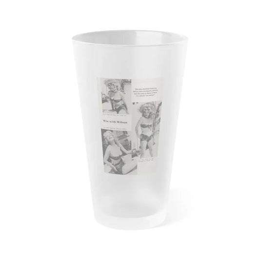 Lee Wilson #19 - Pages 1 of 1 Featuring, Lee+3 B&W Photos from PICTURE SCOPE Digest Mag. May '57 (Vintage Female Icon) Frosted Pint Glass 16oz 16oz Frosted - Go Mug Yourself