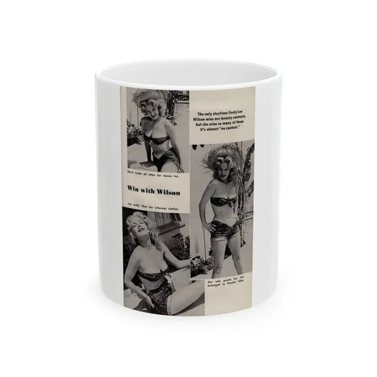 Lee Wilson #19 - Pages 1 of 1 Featuring, Lee+3 B&W Photos from PICTURE SCOPE Digest Mag. May '57 (Vintage Female Icon) White Coffee Mug 11oz - Go Mug Yourself
