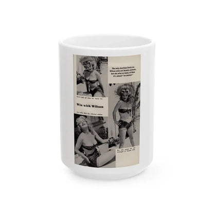 Lee Wilson #19 - Pages 1 of 1 Featuring, Lee+3 B&W Photos from PICTURE SCOPE Digest Mag. May '57 (Vintage Female Icon) White Coffee Mug 15oz - Go Mug Yourself