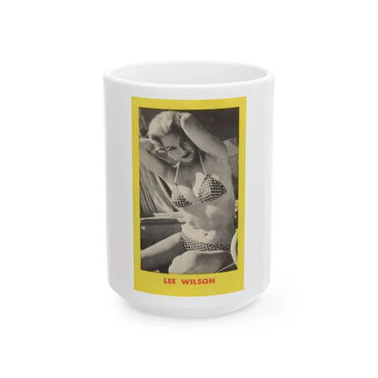 Lee Wilson #20 - Lee on back of PICTURE SCOPE Digest Mag. May '57 (Vintage Female Icon) White Coffee Mug 15oz - Go Mug Yourself
