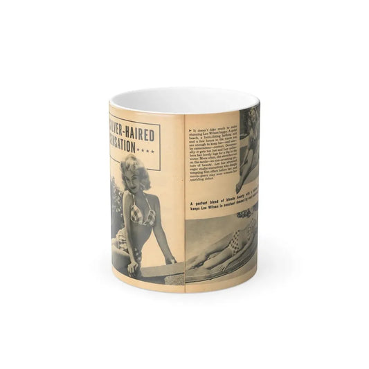 Lee Wilson #21 - Pages 1 & 2 of 5 Featuring, Lee+3 B&W Photos, Brief Article & Caption from EYE Digest Mag. Nov. '54 (Vintage Female Icon) Color Changing Mug 11oz 11oz - Go Mug Yourself