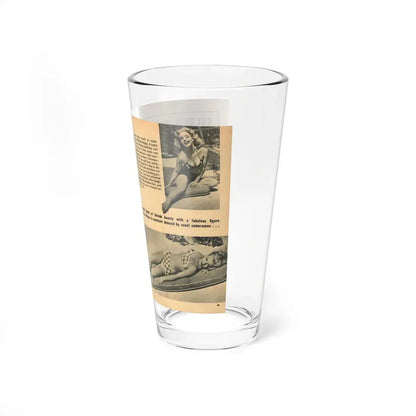 Lee Wilson #21 - Pages 1 & 2 of 5 Featuring, Lee+3 B&W Photos, Brief Article & Caption from EYE Digest Mag. Nov. '54 (Vintage Female Icon) Pint Glass 16oz - Go Mug Yourself