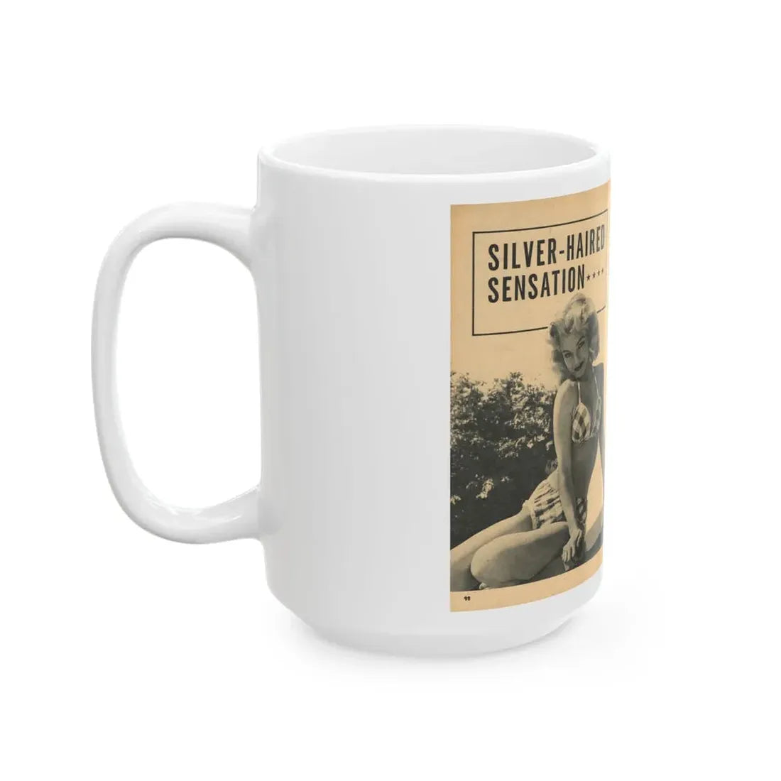 Lee Wilson #21 - Pages 1 & 2 of 5 Featuring, Lee+3 B&W Photos, Brief Article & Caption from EYE Digest Mag. Nov. '54 (Vintage Female Icon) White Coffee Mug - Go Mug Yourself