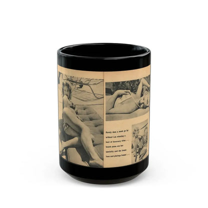 Lee Wilson #22 - Pages 3 & 4 of 5 Featuring, Lee+3 B&W Photos & Caption from EYE Digest Mag. Nov. '54 (Vintage Female Icon) Black Coffee Mug 15oz - Go Mug Yourself