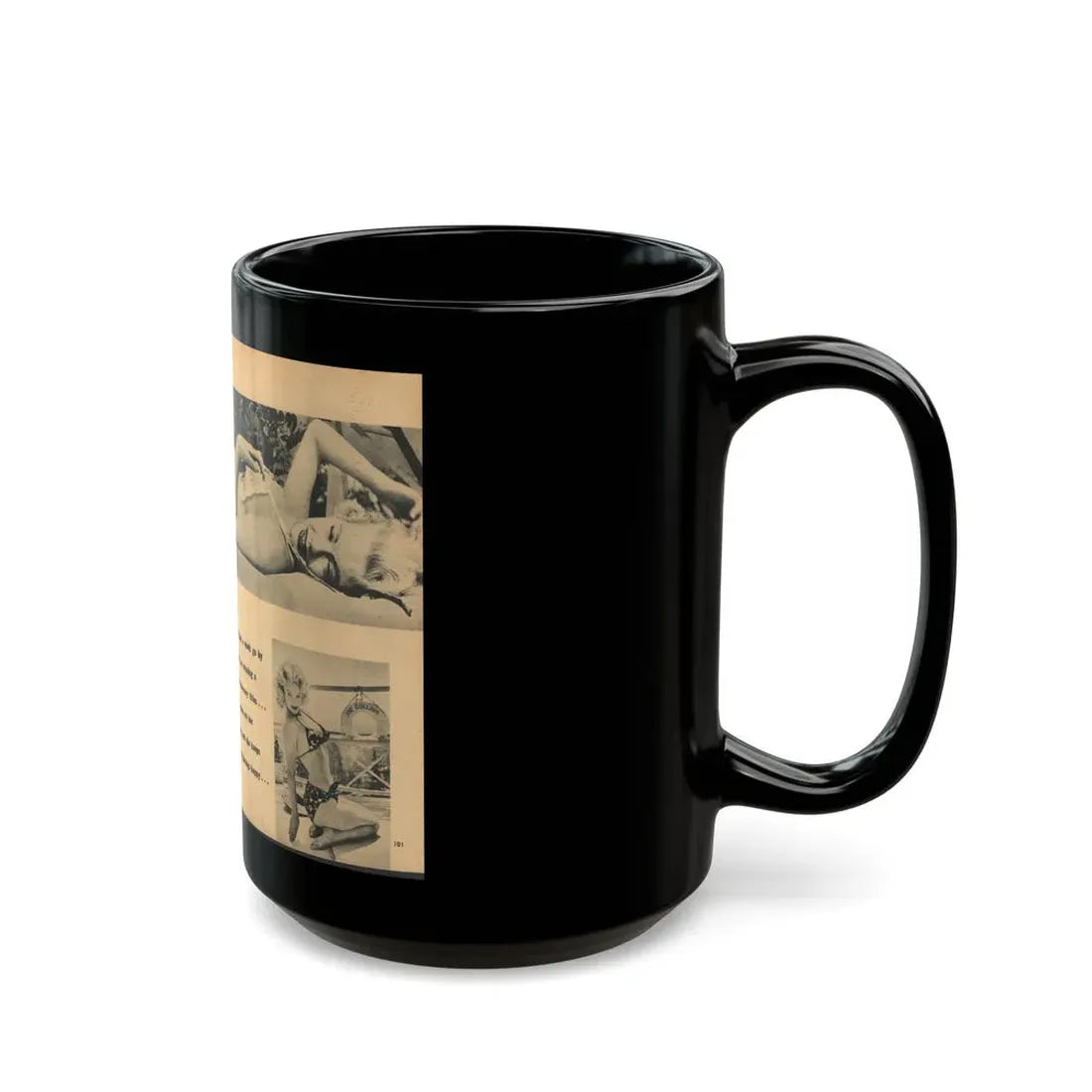 Lee Wilson #22 - Pages 3 & 4 of 5 Featuring, Lee+3 B&W Photos & Caption from EYE Digest Mag. Nov. '54 (Vintage Female Icon) Black Coffee Mug - Go Mug Yourself