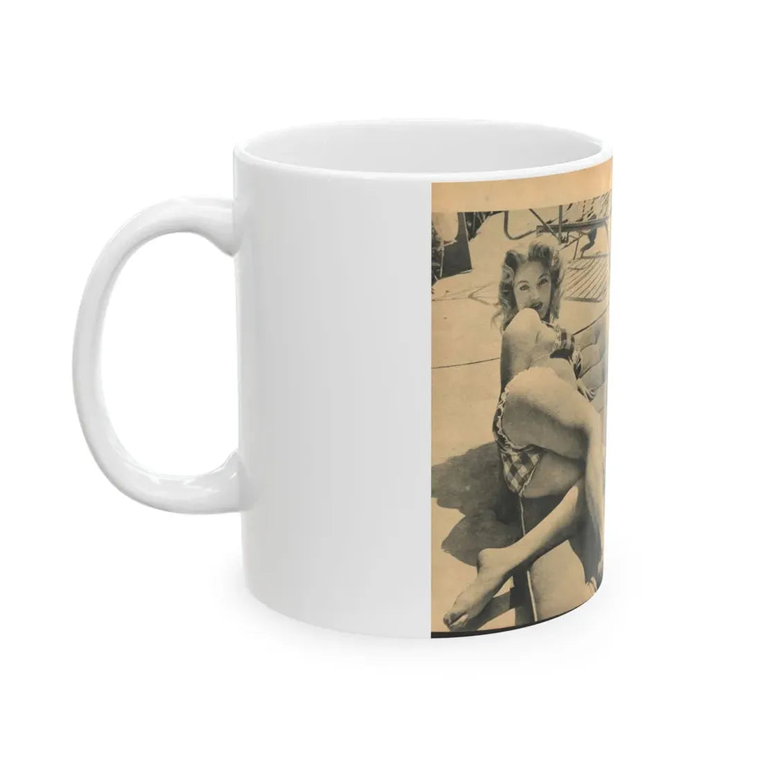Lee Wilson #22 - Pages 3 & 4 of 5 Featuring, Lee+3 B&W Photos & Caption from EYE Digest Mag. Nov. '54 (Vintage Female Icon) White Coffee Mug - Go Mug Yourself