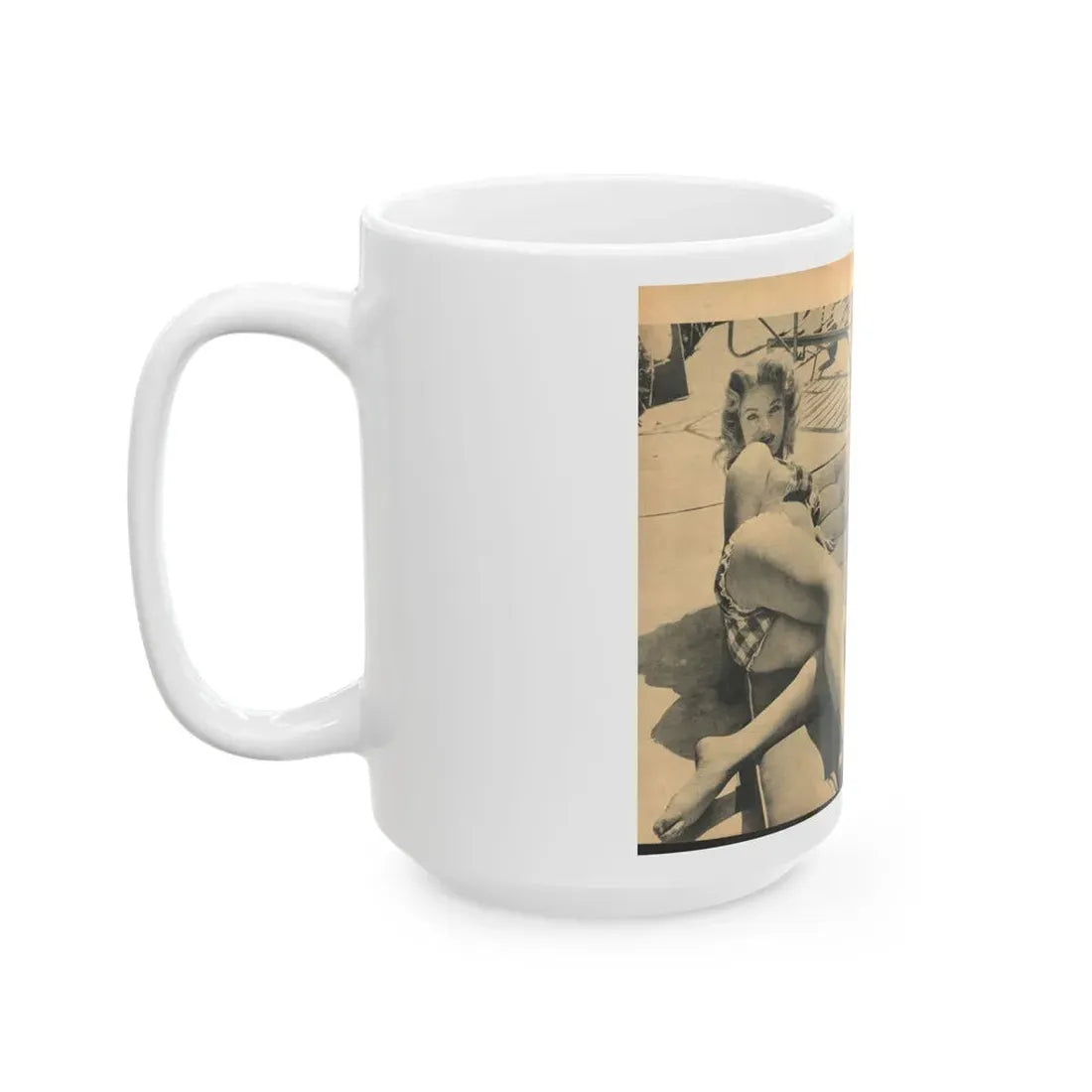 Lee Wilson #22 - Pages 3 & 4 of 5 Featuring, Lee+3 B&W Photos & Caption from EYE Digest Mag. Nov. '54 (Vintage Female Icon) White Coffee Mug - Go Mug Yourself
