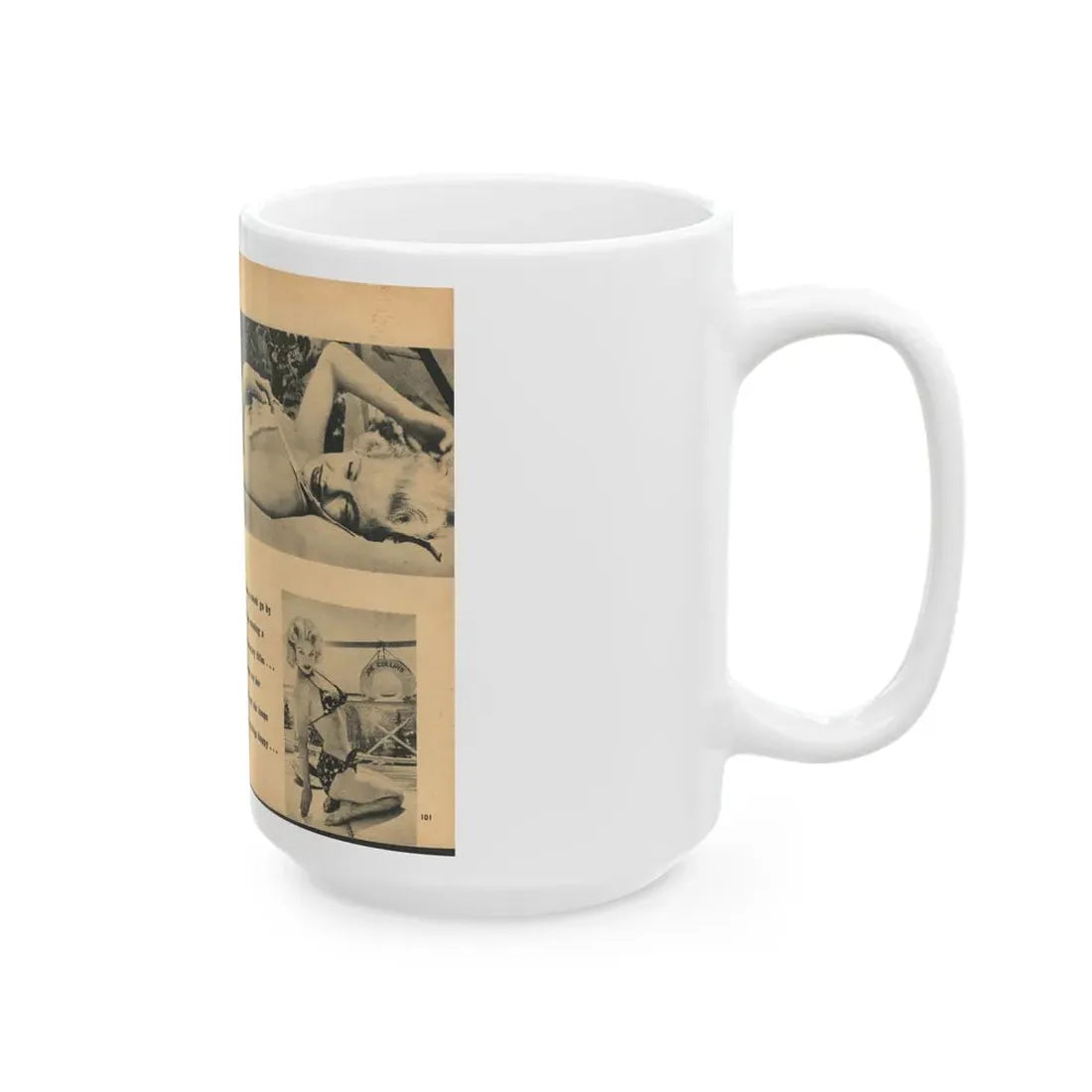 Lee Wilson #22 - Pages 3 & 4 of 5 Featuring, Lee+3 B&W Photos & Caption from EYE Digest Mag. Nov. '54 (Vintage Female Icon) White Coffee Mug - Go Mug Yourself