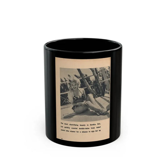 Lee Wilson #23 - Pages 5 of 5 Featuring, Lee+1 B&W Photo & Caption from EYE Digest Mag. Nov. '54 (Vintage Female Icon) Black Coffee Mug 11oz - Go Mug Yourself