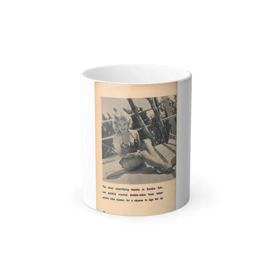 Lee Wilson #23 - Pages 5 of 5 Featuring, Lee+1 B&W Photo & Caption from EYE Digest Mag. Nov. '54 (Vintage Female Icon) Color Changing Mug 11oz 11oz - Go Mug Yourself