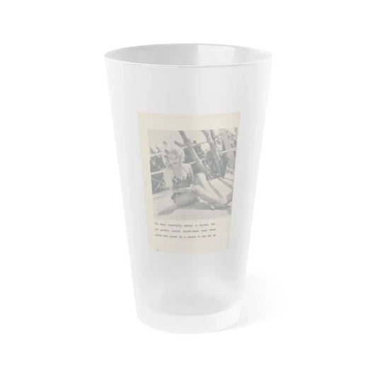 Lee Wilson #23 - Pages 5 of 5 Featuring, Lee+1 B&W Photo & Caption from EYE Digest Mag. Nov. '54 (Vintage Female Icon) Frosted Pint Glass 16oz 16oz Frosted - Go Mug Yourself