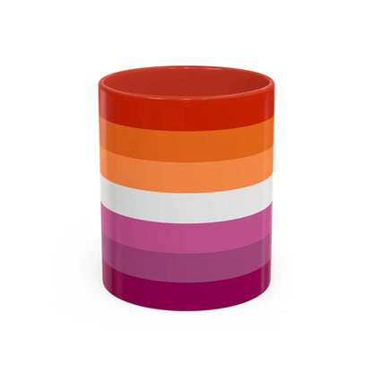 Lesbian 2 Pride Flag - Accent Coffee Mug 11oz Red - Go Mug Yourself
