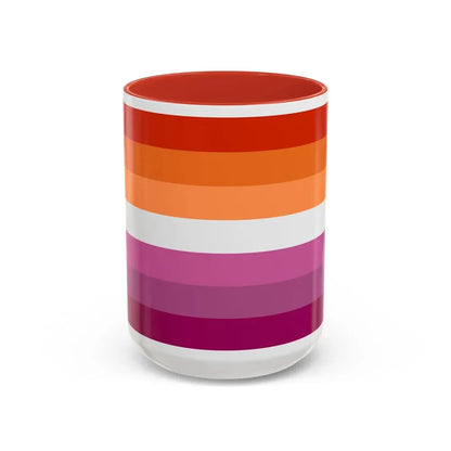 Lesbian 2 Pride Flag - Accent Coffee Mug 15oz Red - Go Mug Yourself