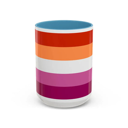 Lesbian 3 Pride Flag - Accent Coffee Mug 15oz Light Blue - Go Mug Yourself