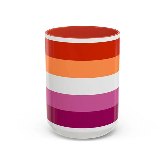 Lesbian 3 Pride Flag - Accent Coffee Mug 15oz Red - Go Mug Yourself