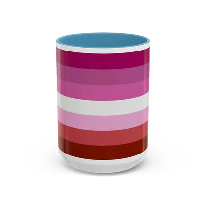 Lesbian Pride Flag - Accent Coffee Mug 15oz Light Blue - Go Mug Yourself