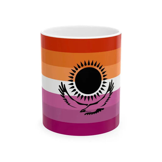 Lesbian pride flag of Kazakhstan (Kazakhstan) White Coffee Mug 11oz - Go Mug Yourself