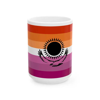 Lesbian pride flag of Kazakhstan (Kazakhstan) White Coffee Mug 15oz - Go Mug Yourself