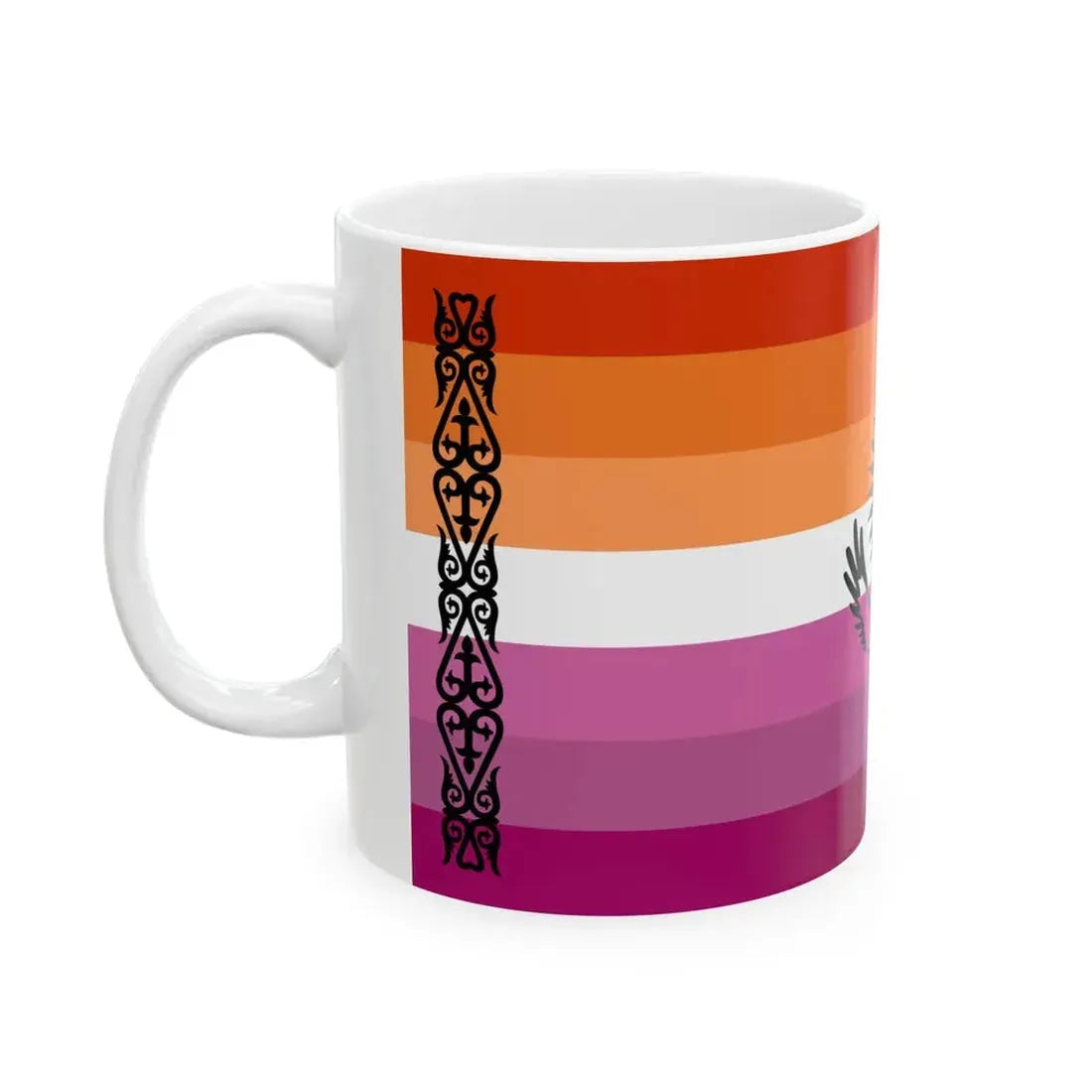Lesbian pride flag of Kazakhstan (Kazakhstan) White Coffee Mug - Go Mug Yourself