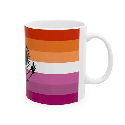 Lesbian pride flag of Kazakhstan (Kazakhstan) White Coffee Mug - Go Mug Yourself