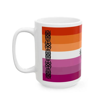 Lesbian pride flag of Kazakhstan (Kazakhstan) White Coffee Mug - Go Mug Yourself