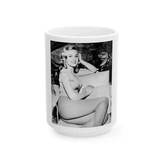 Leslie Parrish #111 (Vintage Female Icon) White Coffee Mug 15oz - Go Mug Yourself