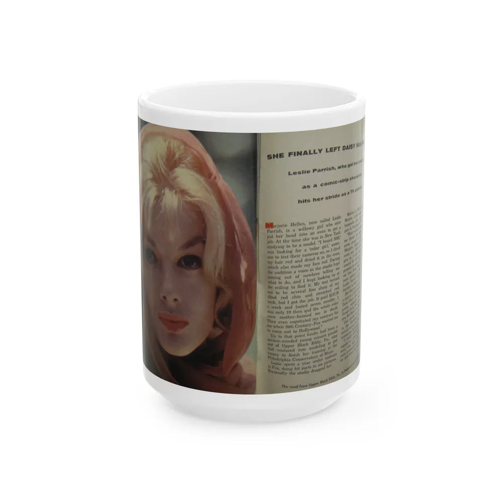 Leslie Parrish #112 (Vintage Female Icon) White Coffee Mug-15oz-Go Mug Yourself