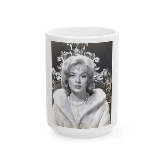 Leslie Parrish #134 (Vintage Female Icon) White Coffee Mug 15oz - Go Mug Yourself