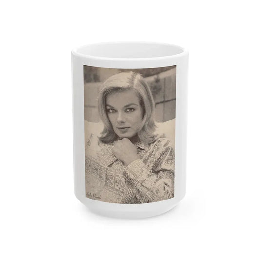 Leslie Parrish #139 (Vintage Female Icon) White Coffee Mug 15oz - Go Mug Yourself
