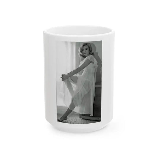 Leslie Parrish #143 (Vintage Female Icon) White Coffee Mug 15oz - Go Mug Yourself
