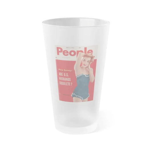 Leslie Parrish #152 - People Pocket Mag. 5-4-55 - Early Leslie son Cover in Color (Vintage Female Icon) Frosted Pint Glass 16oz 16oz Frosted - Go Mug Yourself