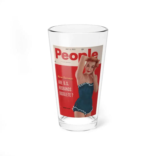 Leslie Parrish #152 - People Pocket Mag. 5-4-55 - Early Leslie son Cover in Color (Vintage Female Icon) Pint Glass 16oz 16oz - Go Mug Yourself