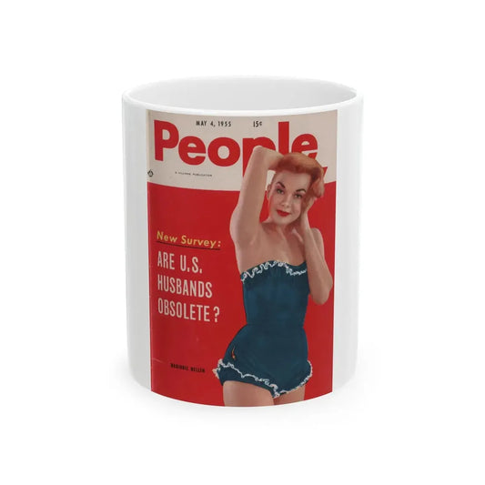 Leslie Parrish #152 - People Pocket Mag. 5-4-55 - Early Leslie son Cover in Color (Vintage Female Icon) White Coffee Mug 11oz - Go Mug Yourself