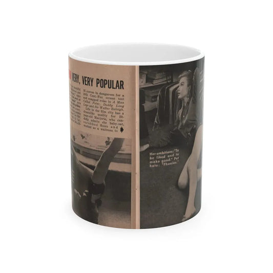 Leslie Parrish #153 - People Pocket Mag. 5-4-55 - 2 B&W Photos, 1 Caption & Article (Vintage Female Icon) White Coffee Mug 11oz - Go Mug Yourself