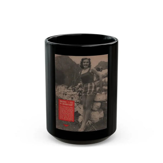 Leslie Parrish #154 - People Pocket Mag. 5-4-55 - 1 B&W Photo & Caption (Vintage Female Icon) Black Coffee Mug 15oz - Go Mug Yourself